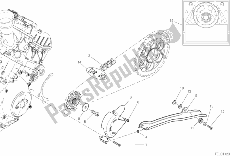 Todas as partes de Roda Dentada Dianteira - Corrente do Ducati Superbike Panigale V4 S USA 1100 2019